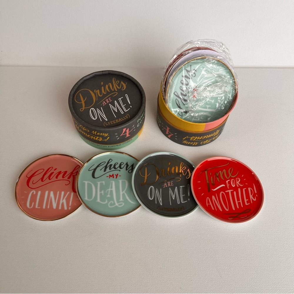 Porcelain gilded coasters